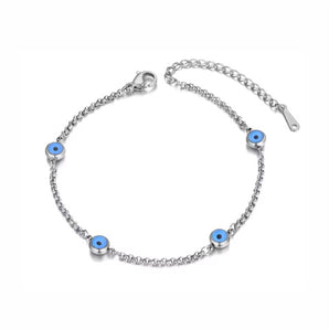 Silver Dainty Evil Eye Bracelet