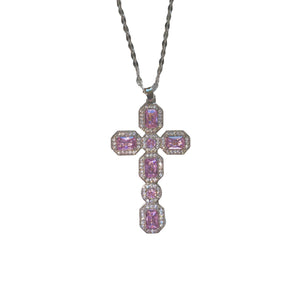 Silver Baby Pink Cross Necklace