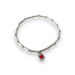 Silver Red Heart Bracelet