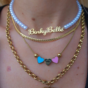 Gold Lined Heart Adjustable Necklace