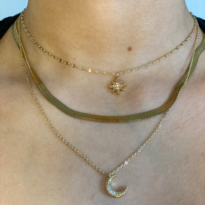 Gold Moon and Star Layered Necklace