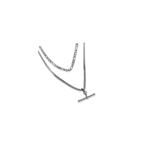 Silver T Bar Layered Necklace
