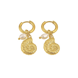Gold Shell and Pearl Huggies