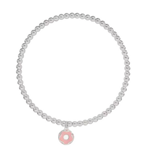 Silver and Pink Doughnut Bracelet