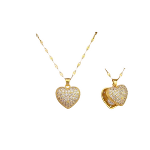 Gold Heart and Pearl Necklace