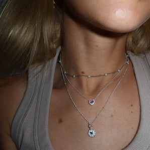 Collana a cuore in argento cromato