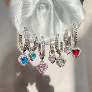 Silver Crystal Dreamy Heart Huggies