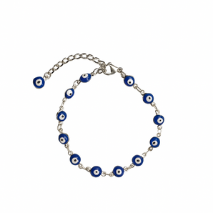 Silver Stacked Evil Eye Bracelet