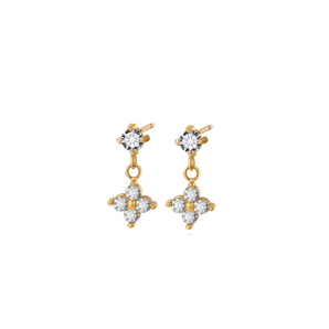 Gold Clover Crystal Studs