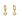 A pair of gold-plated huggie earrings with a clover charm pendant attached.