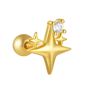 Gold Crystal and Star Stud