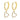 A pair of gold hoop earrings with crystal heart-shaped dangles.