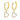 A pair of gold hoop earrings with crystal heart-shaped dangles.