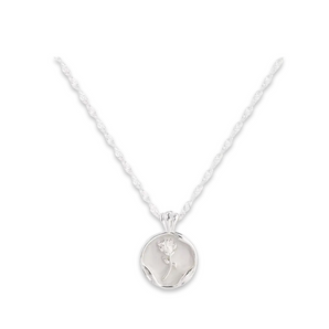 Marble Rose Silver Necklace