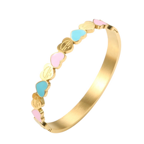 Gold Triple Heart Bangle