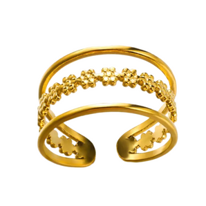 Gold Triple Layered Adjustable Ring