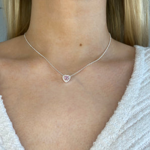 Silver Pink Dreamy Heart Necklace