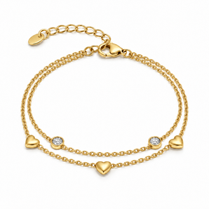 Gold Heart Layered Bracelet