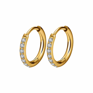 Crystal Cleo Gold Hoops 9mm Earrings waterproof tarnish-free jewellery - Binky Belle