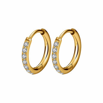 Crystal Cleo Gold Hoops 9mm Earrings waterproof tarnish-free jewellery - Binky Belle
