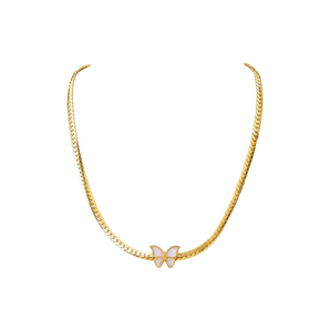 Gold Marble Butterfly Necklace