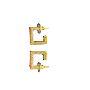 Gold Square Crystal Studs
