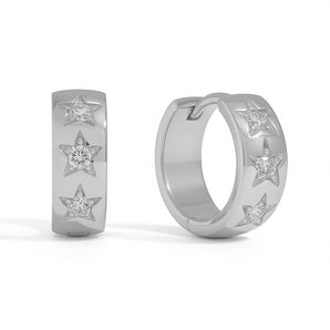Silver Thick Star Huggies