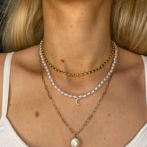 Gold Dainty Bead Necklace