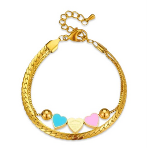 Gold Triple Heart Bracelet