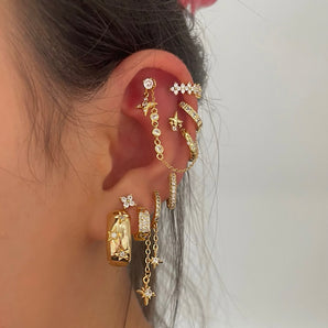 Gold Crystal and Star Stud