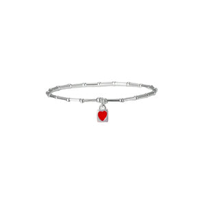 Bracciale in argento con cuore rosso