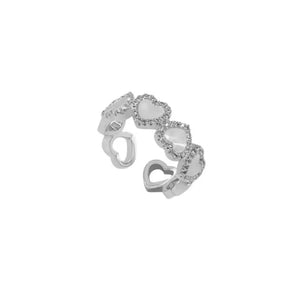 Silver Marble Heart Adjustable Ring