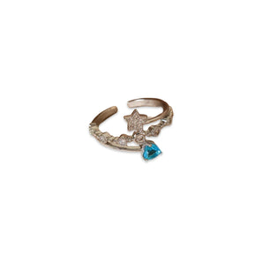 Silver Turquoise Heart Adjustable Ring