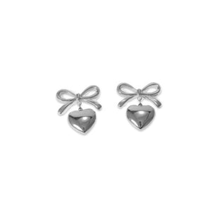Silver Filled Heart and Bow Studs