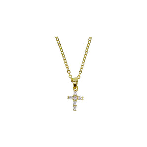 Gold Crystal Tiny Overload Cross Necklace