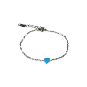 Silver Small Turquoise Heart Bracelet