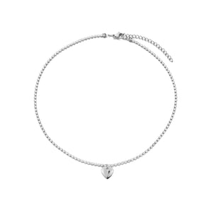 Silver Heart Tennis Necklace