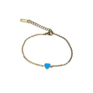 Gold Small Turquoise Heart Bracelet