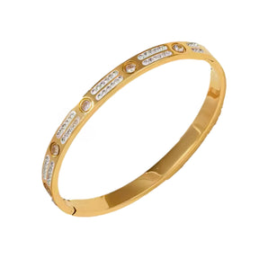 Gold Crystal and Diamond Bangle