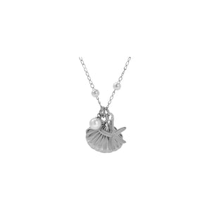 Silver Shell Pearl and Starfish Necklace
