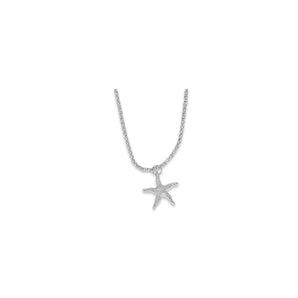 Silver Textured Starfish Necklacee