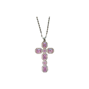 Silver Baby Pink Cross Necklace