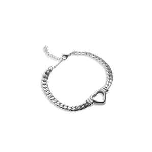 Silver Open Heart Chain Bracelet