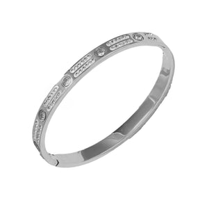 Silver Crystal And Diamond Bangle