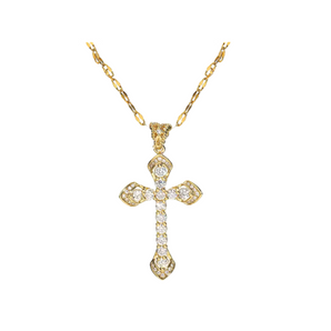 Gold Art Deco Cross Necklace Necklace waterproof tarnish-free jewellery - Binky Belle