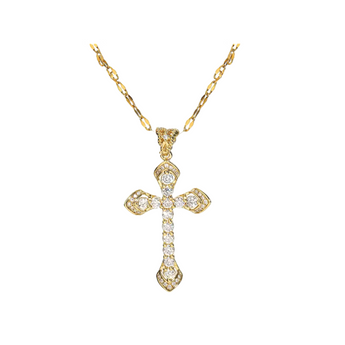 Gold Art Deco Cross Necklace Necklace waterproof tarnish-free jewellery - Binky Belle