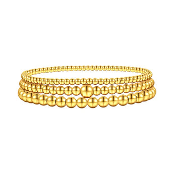 Gold Beaded Bracelet Trio Bracelet waterproof tarnish-free jewellery - Binky Belle