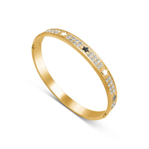 Gold Black Star Bangle Bracelet waterproof tarnish-free jewellery - Binky Belle