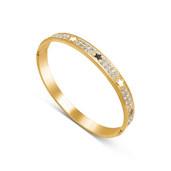 Gold Black Star Bangle Bracelet waterproof tarnish-free jewellery - Binky Belle