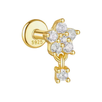 Gold Chic Flower Helix Stud Earrings waterproof tarnish-free jewellery - Binky Belle